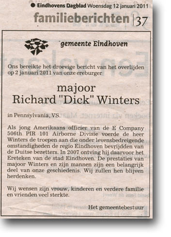 overlijdens advertentie Ehv